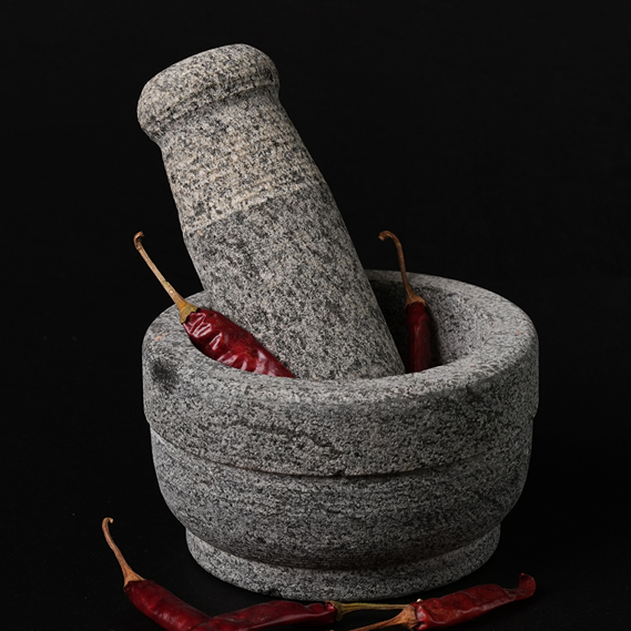 Premium Handmade Uthukuli Stone Mortar And Pestle- Large