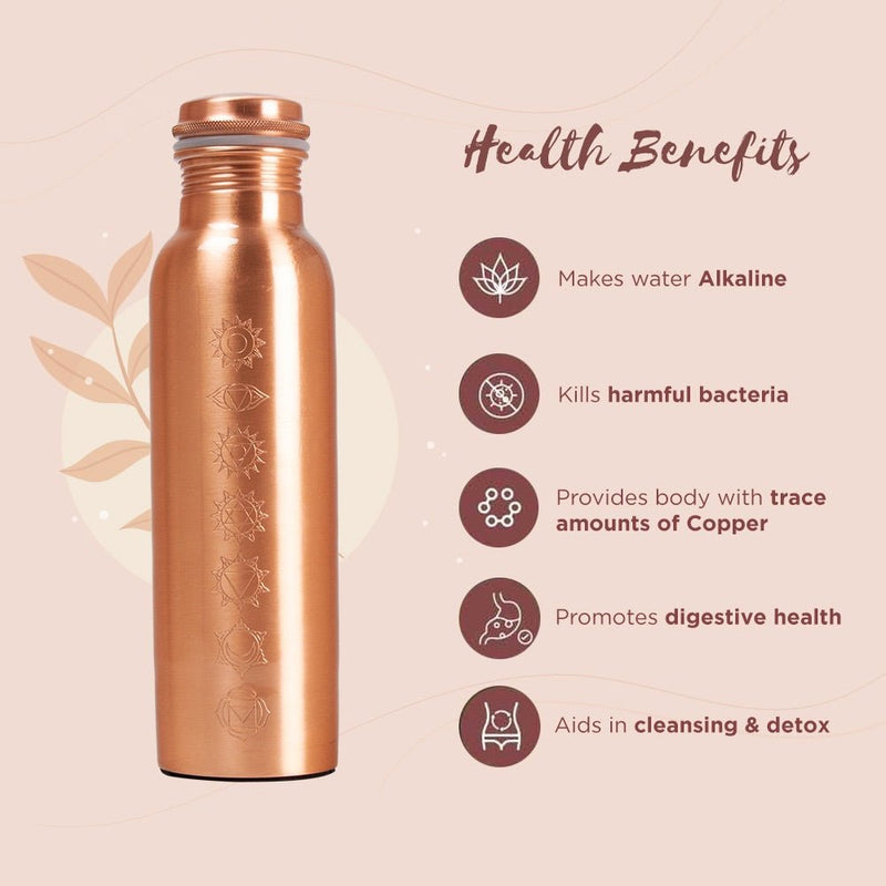 7 Chakra Plain Copper Water Bottle - 1 Litre | Verified Sustainable Bottles & Sippers on Brown Living™