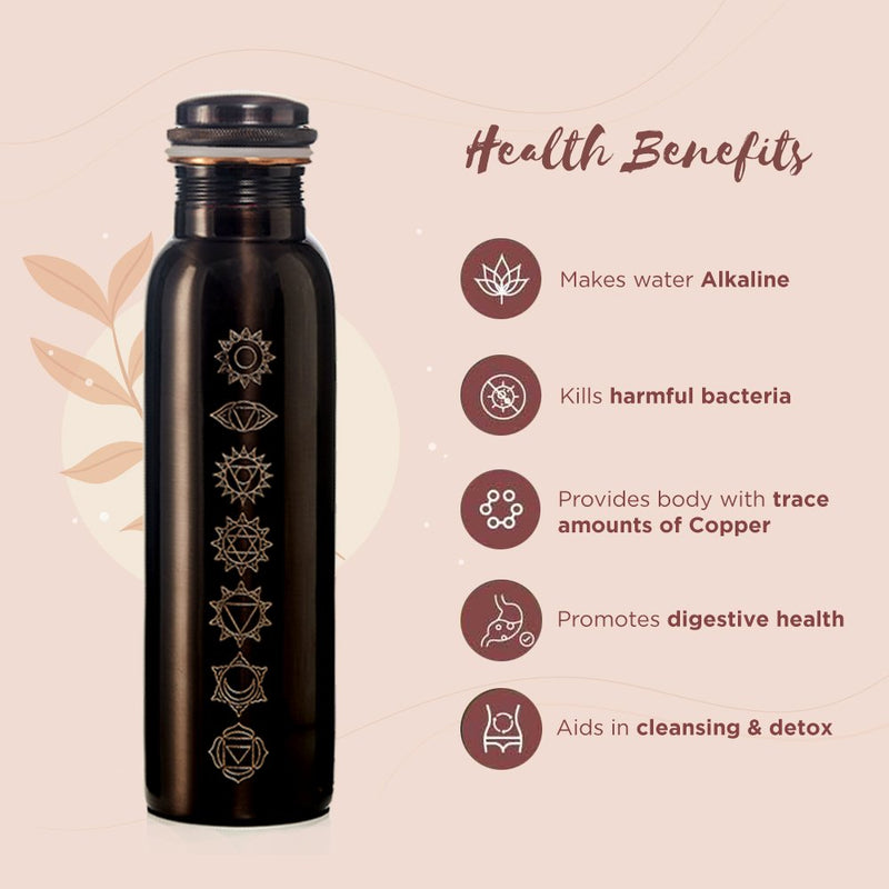 7 Chakra Vintage Copper Water Bottle - 1 Litre | Verified Sustainable Bottles & Sippers on Brown Living™