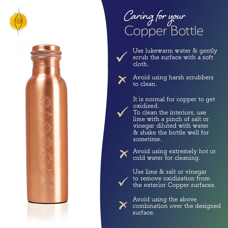 7 Chakras Copper Plain Bottle - 500 ml | Verified Sustainable Bottles & Sippers on Brown Living™