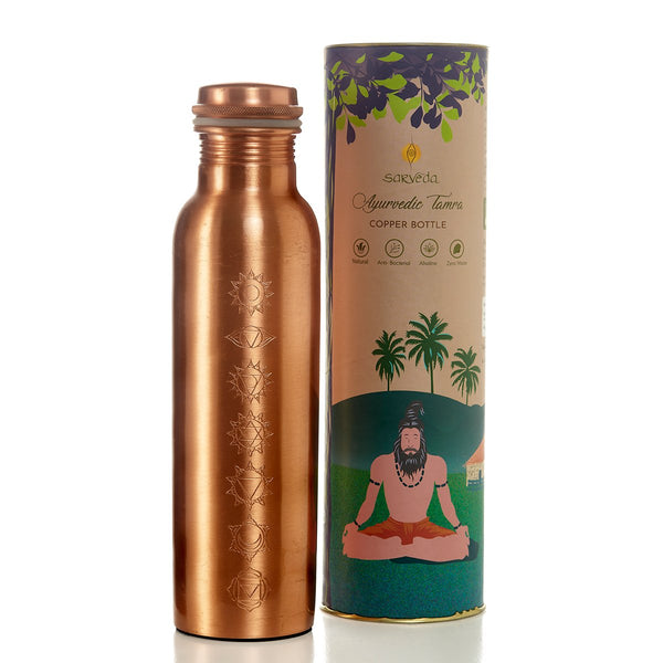 7 Chakras Copper Plain Bottle - 500 ml | Verified Sustainable Bottles & Sippers on Brown Living™