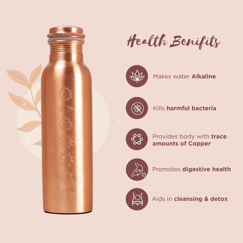 7 Chakras Copper With Handle 1ltr Brush | Verified Sustainable Bottles & Sippers on Brown Living™