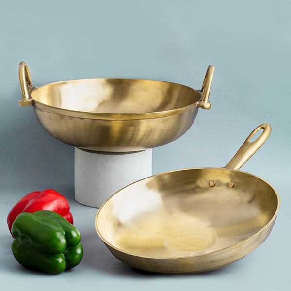 Bronze/ Kansa Handmade Combo (Kadai + Sauté Pan)