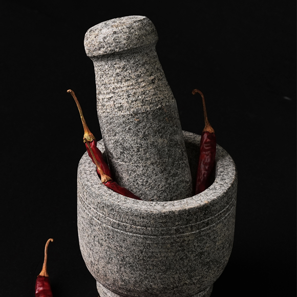 Premium Handmade Uthukuli Stone Mortar And Pestle- Medium