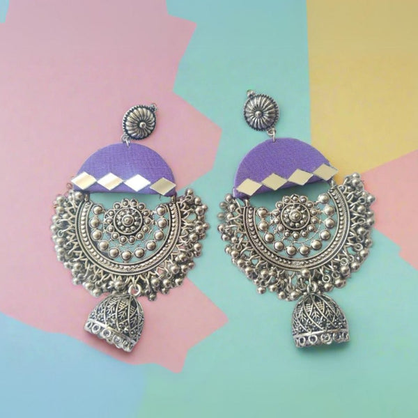 Purple Oxidized Mirror Heavy Jhumka