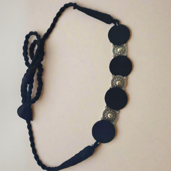 Rainvas Oxidized Silver Fabric Choker in Black