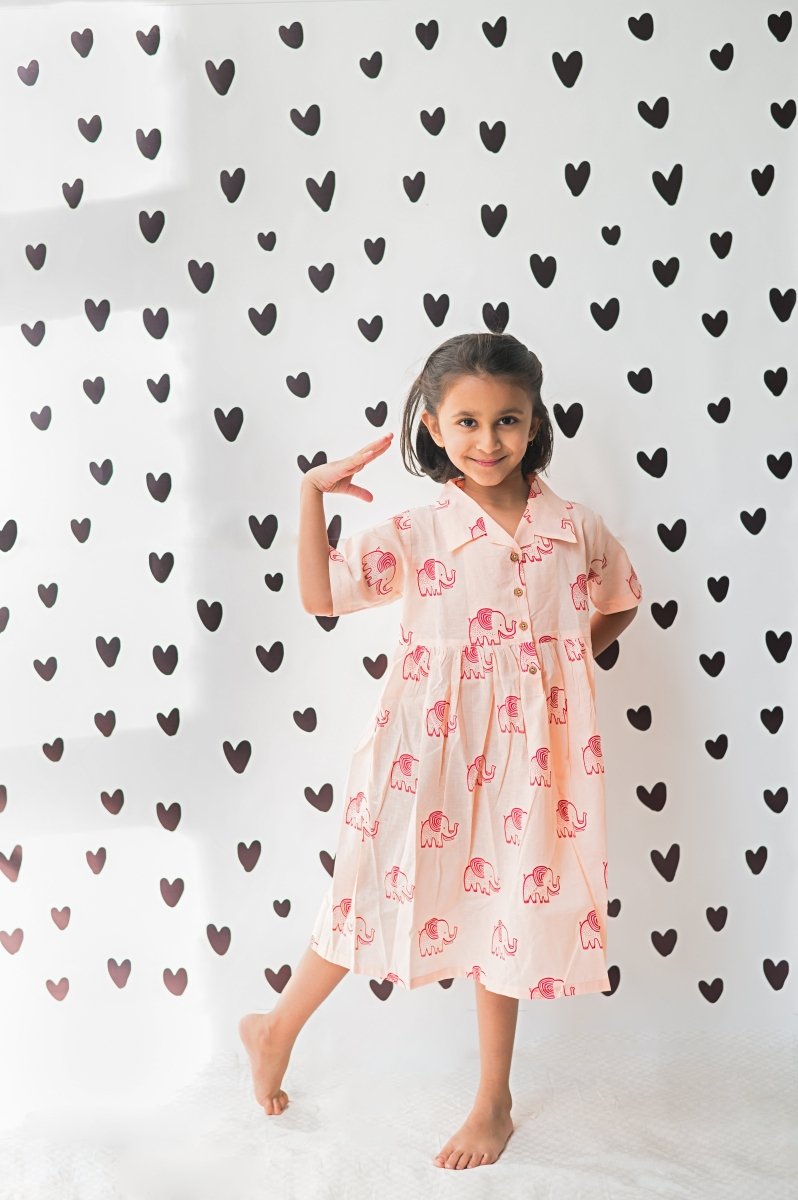 A Stomping Elephant - Girls Comfort Wear | Verified Sustainable Kids Frocks & Dresses on Brown Living™