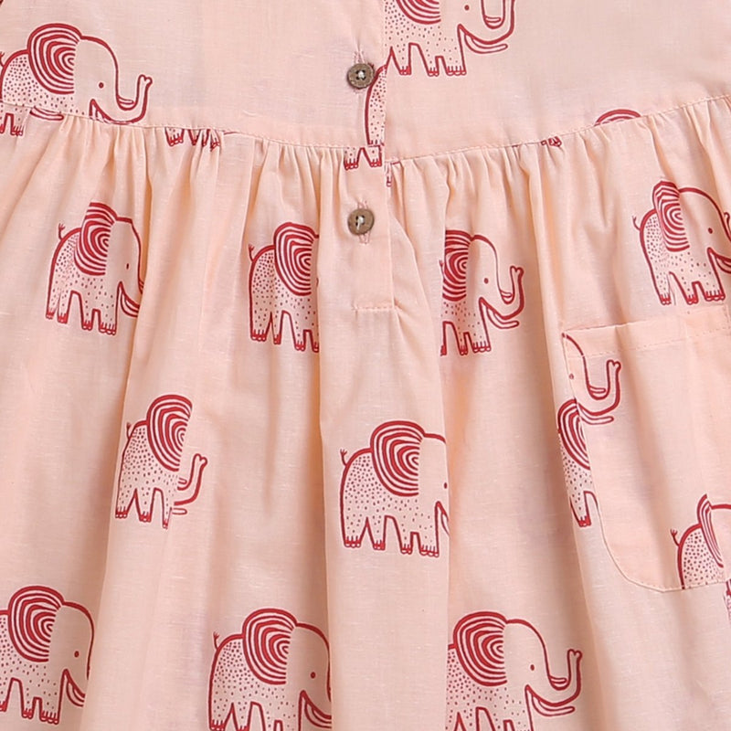 A Stomping Elephant - Girls Comfort Wear | Verified Sustainable Kids Frocks & Dresses on Brown Living™