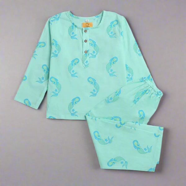 Adella The Mermaid - Unisex Kids Cotton Nightwear | Verified Sustainable Kids Pyjamas on Brown Living™