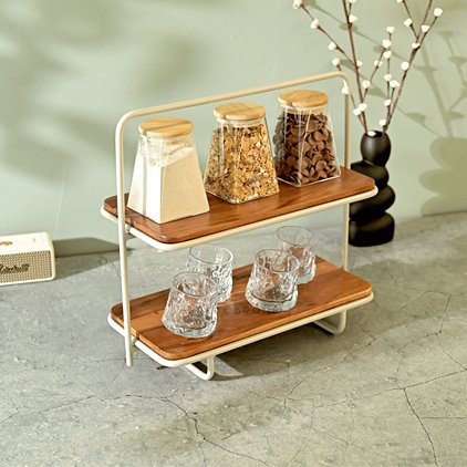 Almond - Handcrafted Acacia Wood Kitchen Organizer | Spice Rack | Verified Sustainable Kitchen Organizers on Brown Living™