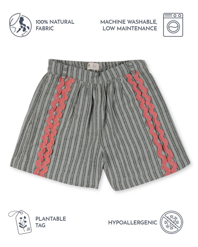 Alouette Jacquard Striped Cotton Shorts | Verified Sustainable Kids Shorts on Brown Living™