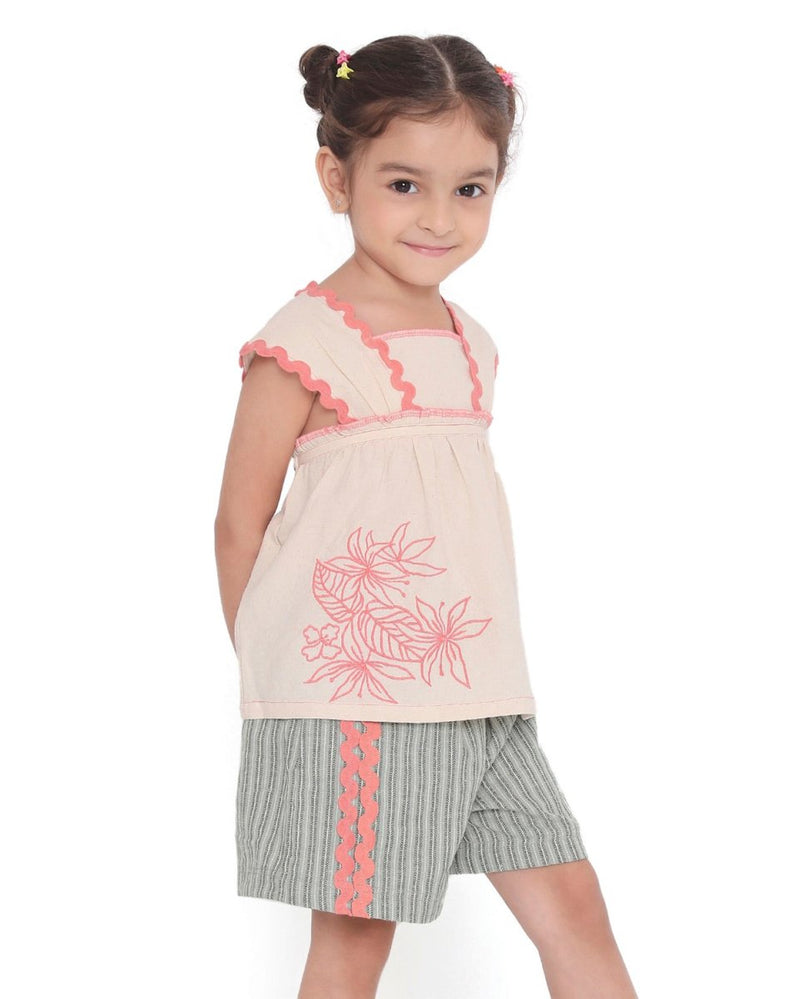 Alouette Jacquard Striped Cotton Shorts | Verified Sustainable Kids Shorts on Brown Living™