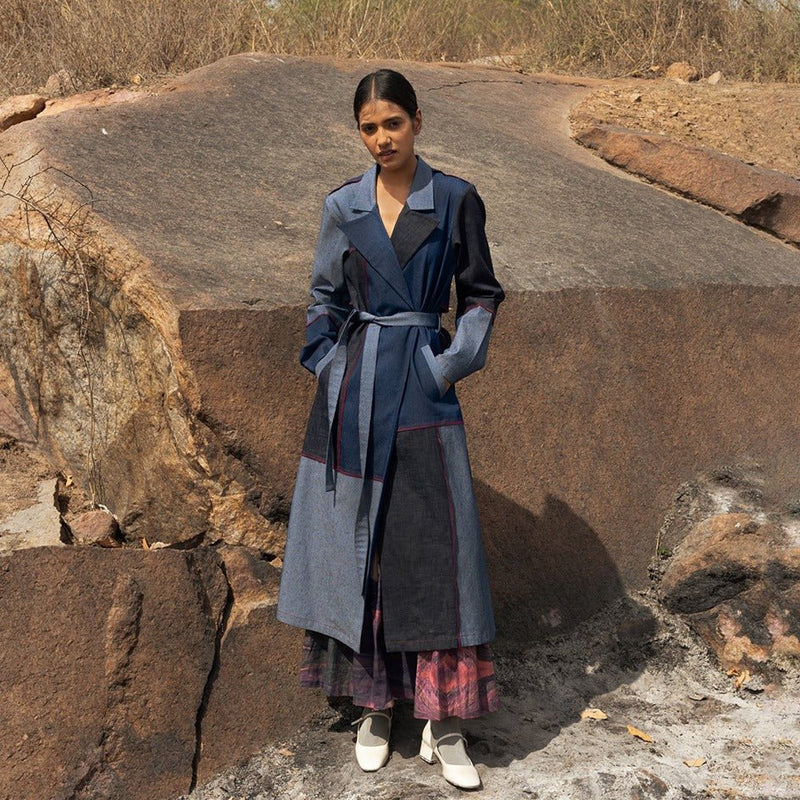 Amelia Upcycled Denim Trench | Verified Sustainable Womens Jacket on Brown Living™