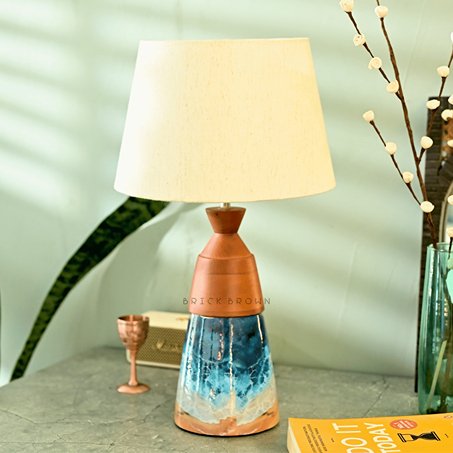 Aqua Night Lamp | Handcrafted Mango Wood Table Lamp | Verified Sustainable Lamps & Lighting on Brown Living™