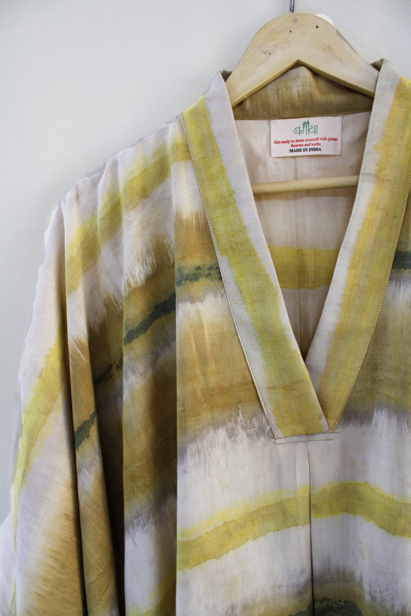 Aranya Handwoven Khadi Tussar Cotton - Yellow | Verified Sustainable Womens Dress on Brown Living™