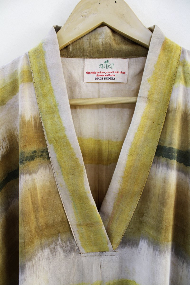 Aranya Handwoven Khadi Tussar Cotton - Yellow | Verified Sustainable Womens Dress on Brown Living™