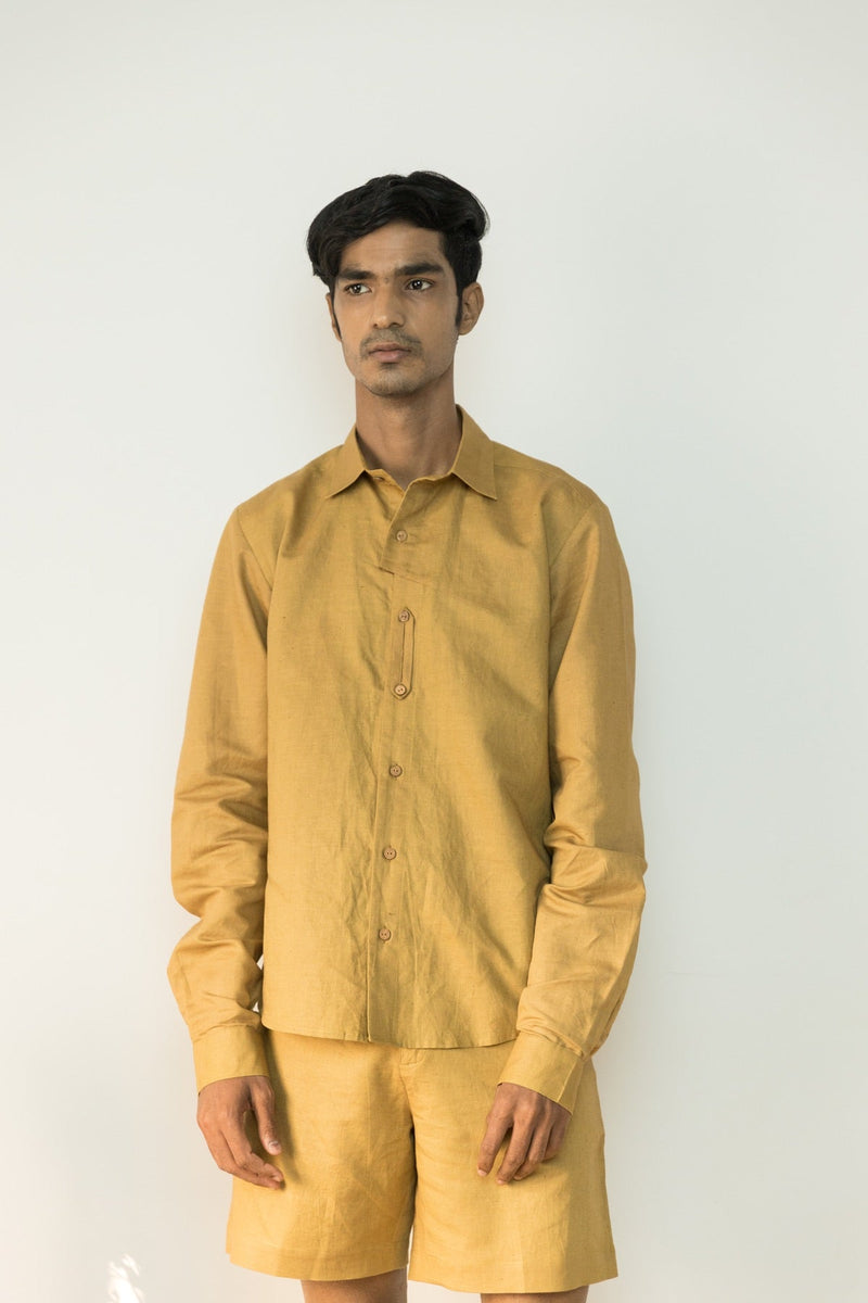 Asymmetric Placket Hemp Cotton Shirt | Verified Sustainable Mens Shirt on Brown Living™