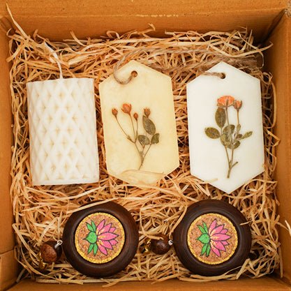 Aura Diwali Gift Hamper | Soy Wax Candle - Incense Tablets - Door Hanging Set | Verified Sustainable Gift Giving on Brown Living™