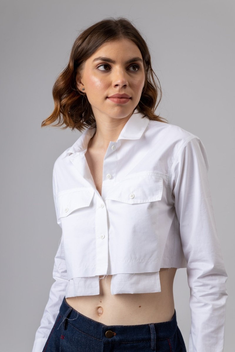 Austin White Upcycled Cotton Shirt | Verified Sustainable Womens Shirt on Brown Living™