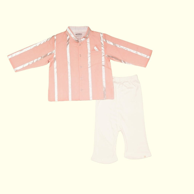 Baby Boy Cotton Sherwani & Pant Set - Shubh | Verified Sustainable Kids Ethnic Sets on Brown Living™