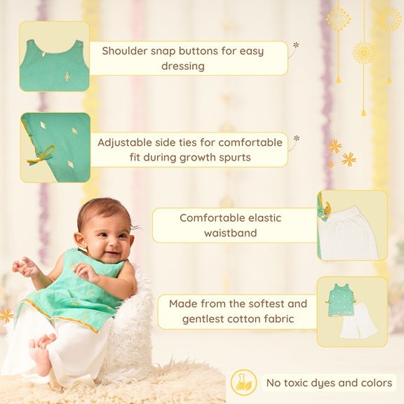 Baby Girl Cotton Kurta & Pant Set - Rohini | Verified Sustainable Kids Ethnic Sets on Brown Living™