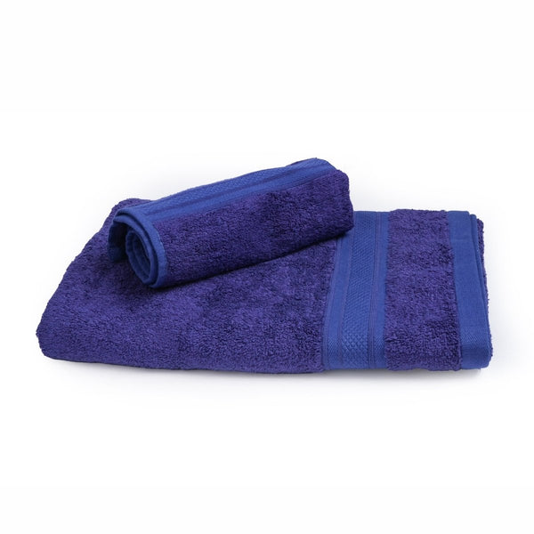 Bamboo Cotton Bath Towels And Hand Towels Set of 2 Festive Blue | Verified Sustainable Bath Linens on Brown Living™