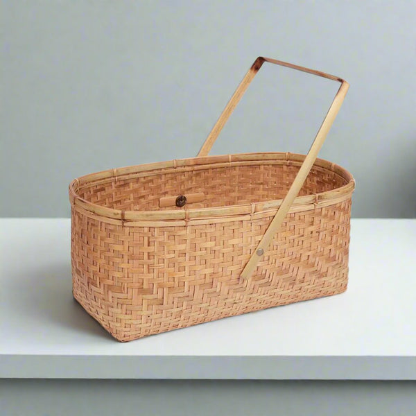 Bamboo Picnic Basket withOne Handle | Verified Sustainable Baskets & Boxes on Brown Living™