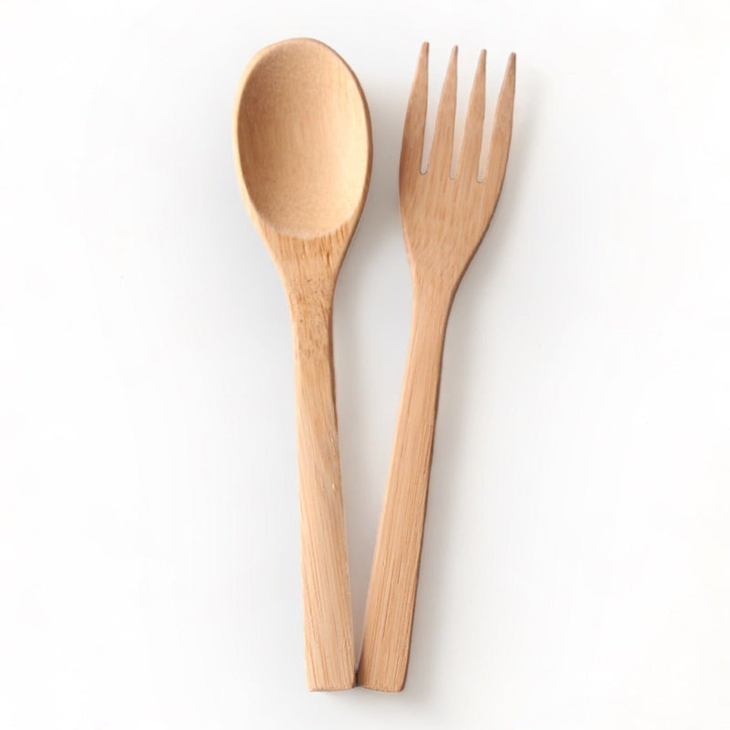 Bamboo Spoon & Fork Cutlery (Set of 5) | Verified Sustainable Cutlery Kit on Brown Living™