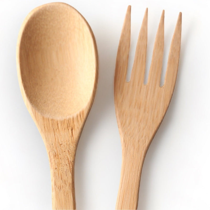 Bamboo Spoon & Fork Cutlery (Set of 5) | Verified Sustainable Cutlery Kit on Brown Living™