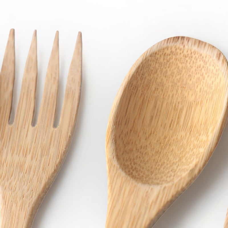 Bamboo Spoon & Fork Cutlery (Set of 5) | Verified Sustainable Cutlery Kit on Brown Living™