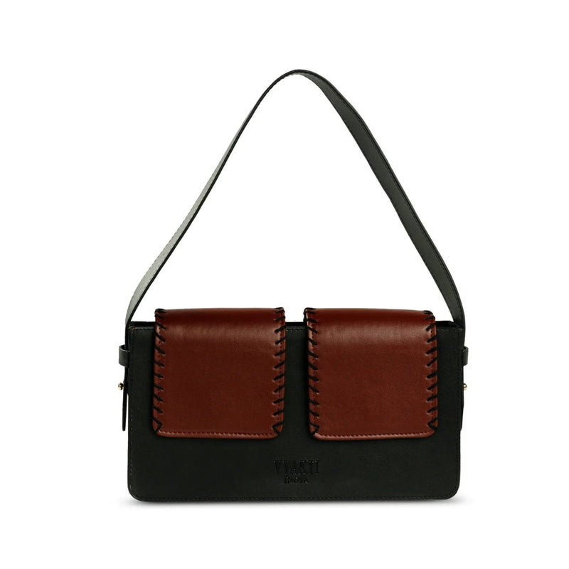 Basta - Double Flap Vegan Cactus Leather Shoulder Bag | Verified Sustainable on Brown Living™