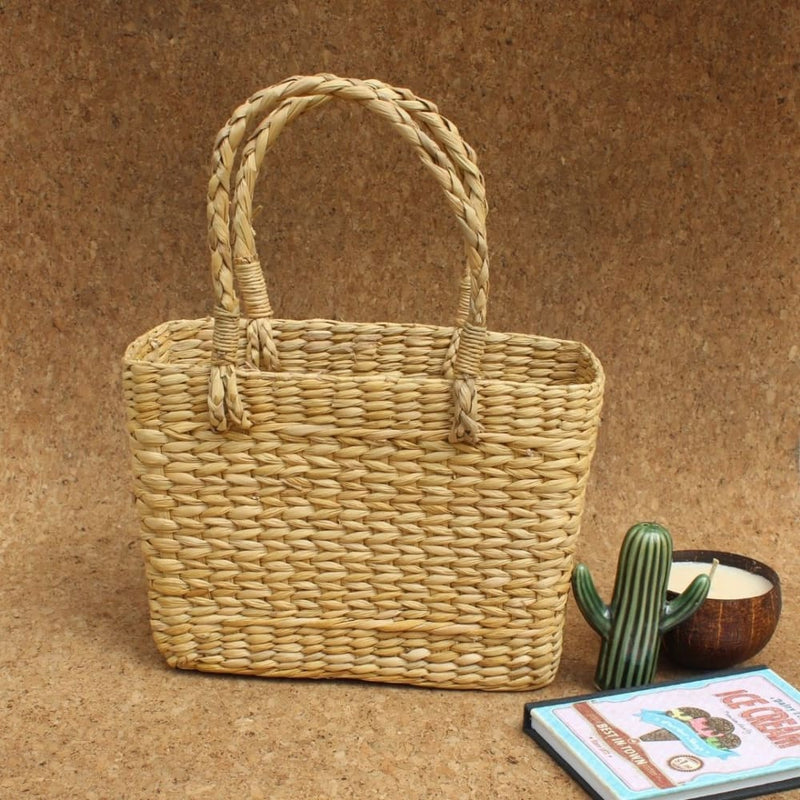 Beige Water Reed Kauna Grass Basket | Verified Sustainable Womens Bag on Brown Living™