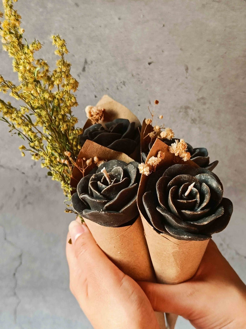 Black Rose Soywax Candle Flower Bouquet (Sweet Patchouli) | Verified Sustainable Candles & Fragrances on Brown Living™