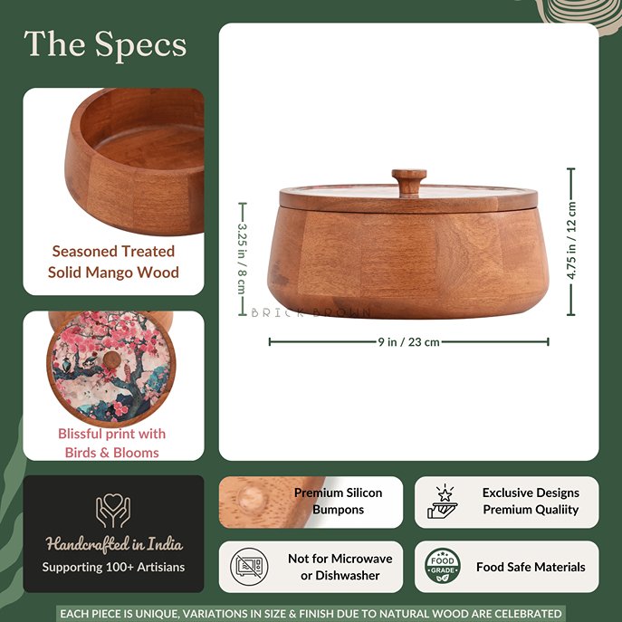 Bliss - Handcrafted Roti Box | Made with Mango Wood | Verified Sustainable Containers on Brown Living™