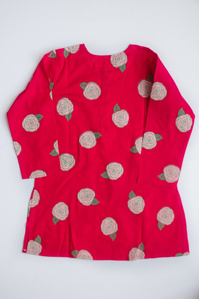 Bloomimg Red - Girls Ethnic Wear | Verified Sustainable Kids Ethnic Sets on Brown Living™