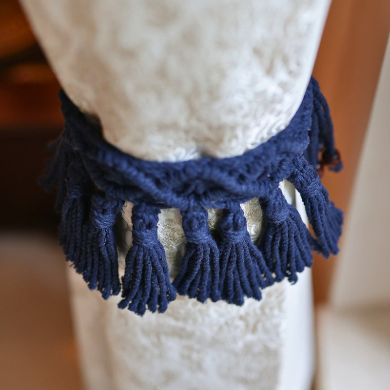 Blue Macrame Tassel Curtain Ties | Verified Sustainable Curtains on Brown Living™