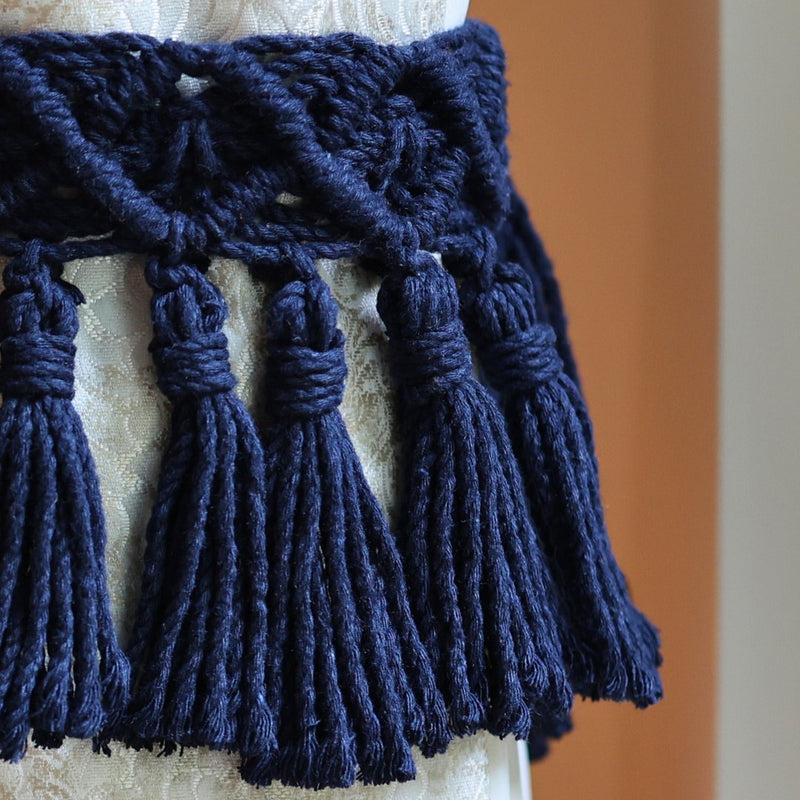 Blue Macrame Tassel Curtain Ties | Verified Sustainable Curtains on Brown Living™