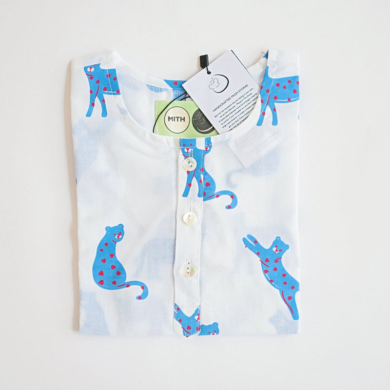 Blue Panther - Unisex Kids Cotton Nightwear | Verified Sustainable Kids Pyjamas on Brown Living™