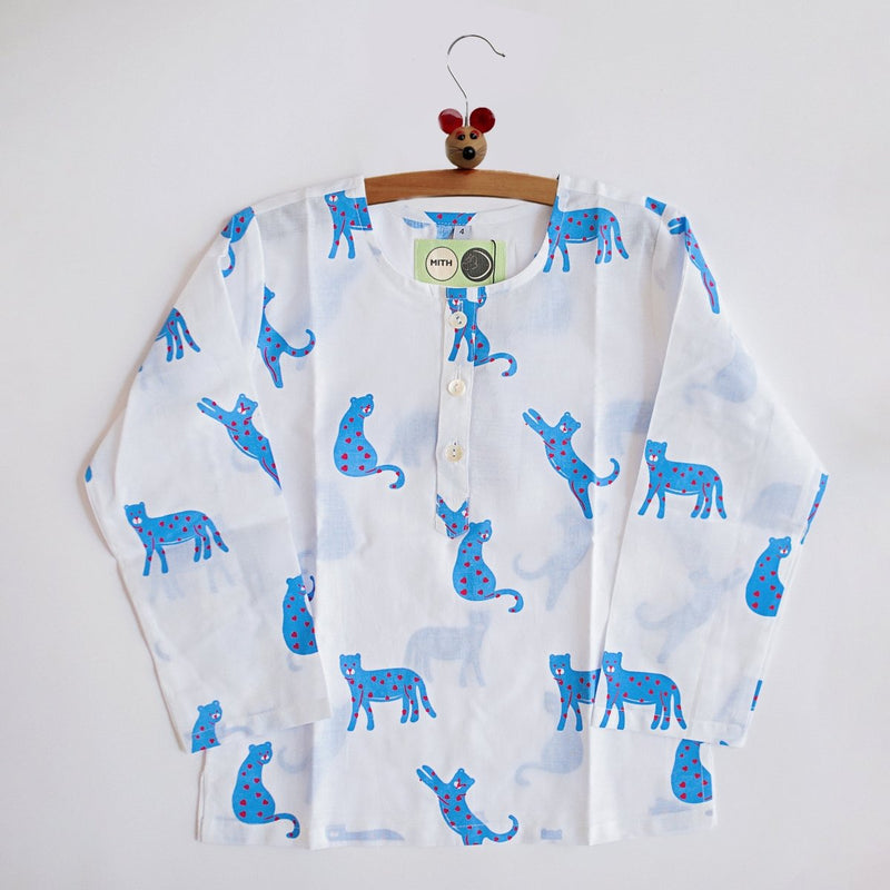 Blue Panther - Unisex Kids Cotton Nightwear | Verified Sustainable Kids Pyjamas on Brown Living™