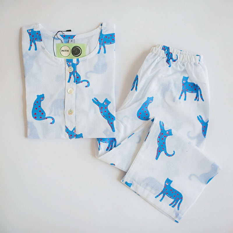 Blue Panther - Unisex Kids Cotton Nightwear | Verified Sustainable Kids Pyjamas on Brown Living™