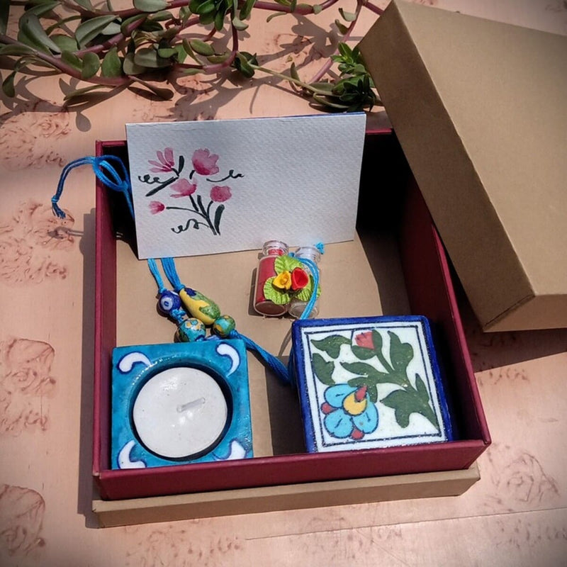 Blue Pottery Bhai - Bhabhi Gift Hamper | Verified Sustainable Rakhi on Brown Living™