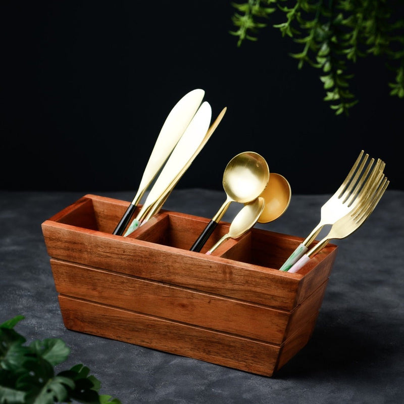 Boat Wooden Cutlery Caddy/Holder | Verified Sustainable Kitchen Organisers on Brown Living™