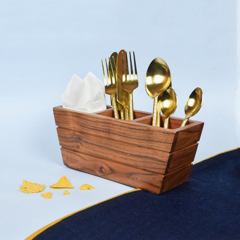 Boat Wooden Cutlery Caddy/Holder | Verified Sustainable Kitchen Organisers on Brown Living™