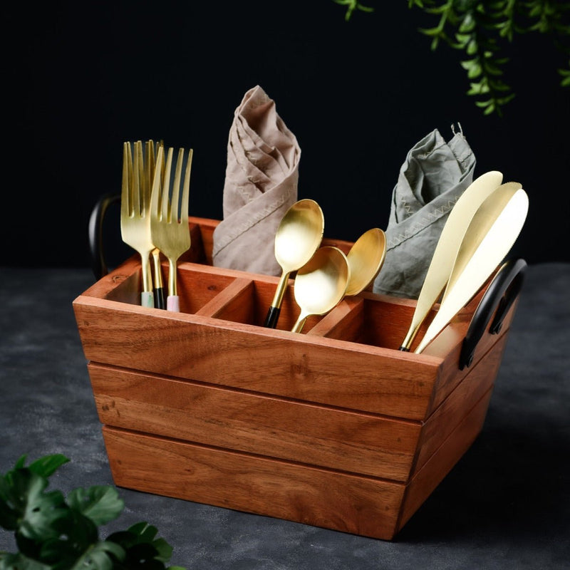 Boat Wooden Cutlery Caddy/Holder with Horseshoe Handle | Verified Sustainable Kitchen Organisers on Brown Living™