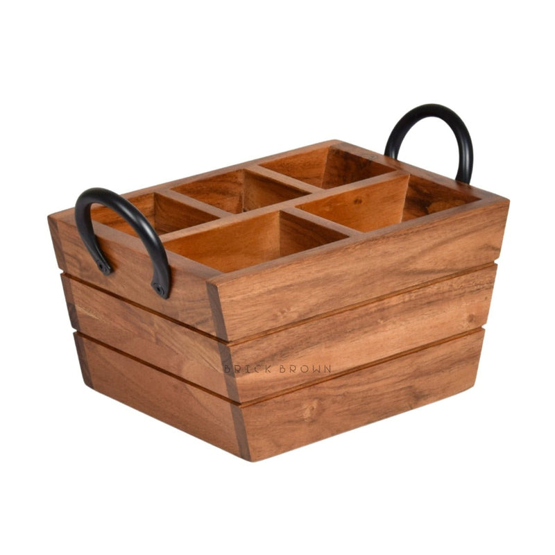 Boat Wooden Cutlery Caddy/Holder with Horseshoe Handle | Verified Sustainable Kitchen Organisers on Brown Living™