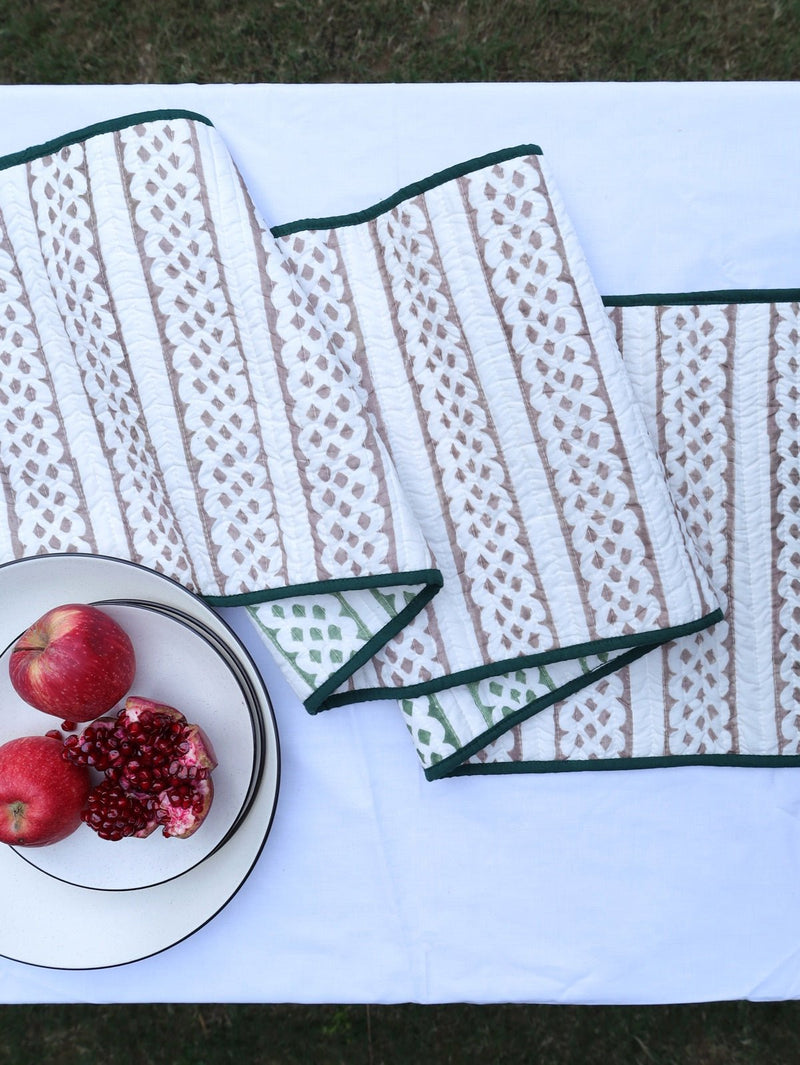 Brown & Green Reversible Organic Cotton Table Runner | Verified Sustainable Table Linens on Brown Living™