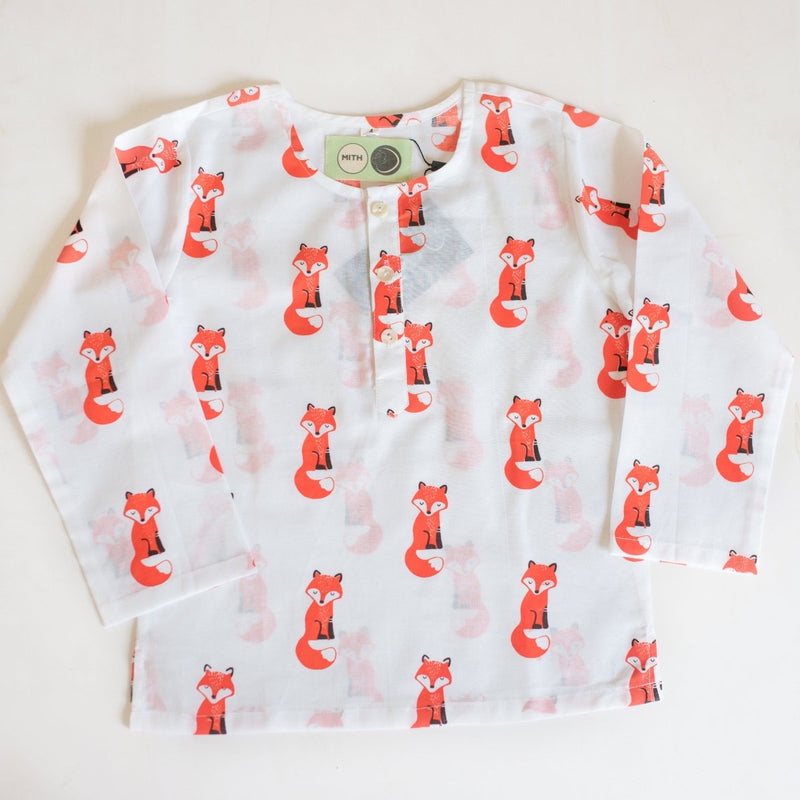 Bushy Fox - Unisex Kids Cotton Nightwear | Verified Sustainable Kids Pyjamas on Brown Living™