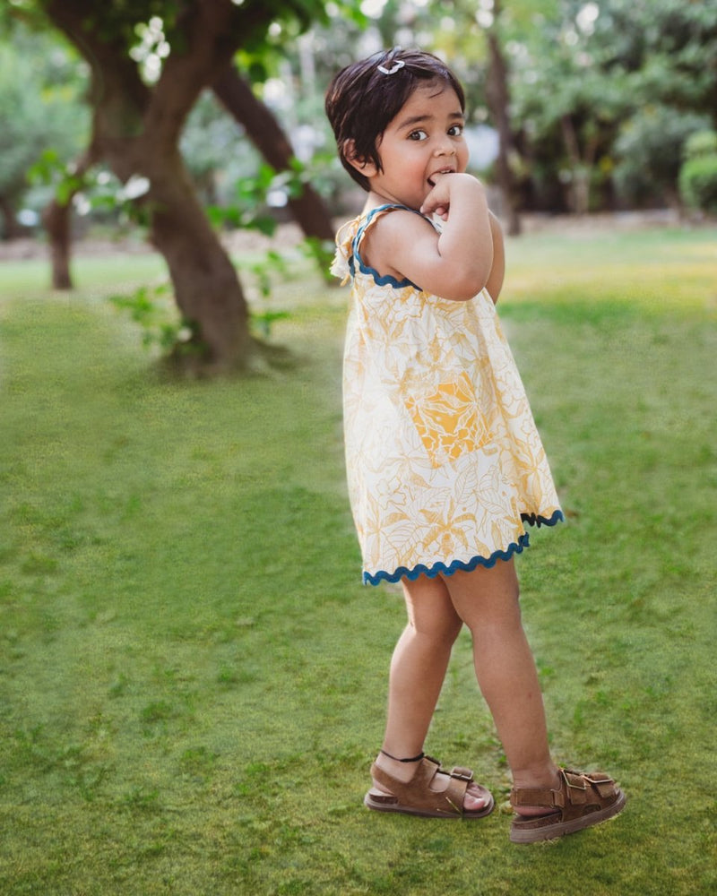 Buttercup Floral Printed Cotton Flare Dress | Verified Sustainable Kids Frocks & Dresses on Brown Living™