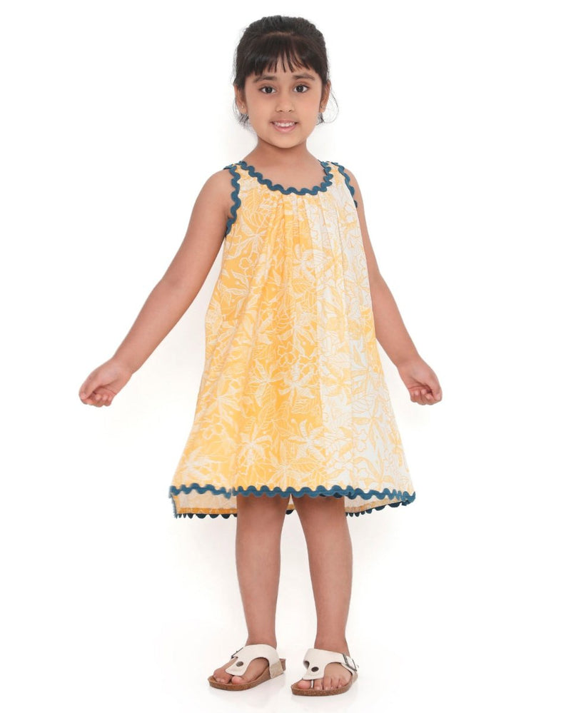 Buttercup Floral Printed Cotton Flare Dress | Verified Sustainable Kids Frocks & Dresses on Brown Living™