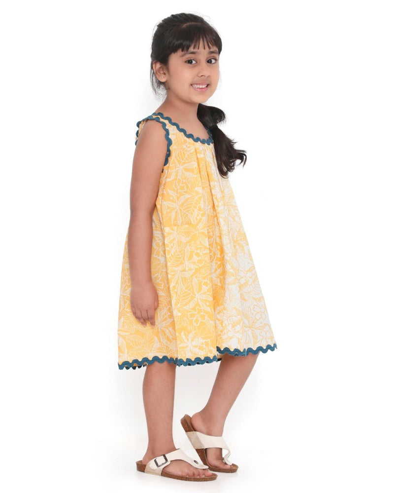 Buttercup Floral Printed Cotton Flare Dress | Verified Sustainable Kids Frocks & Dresses on Brown Living™